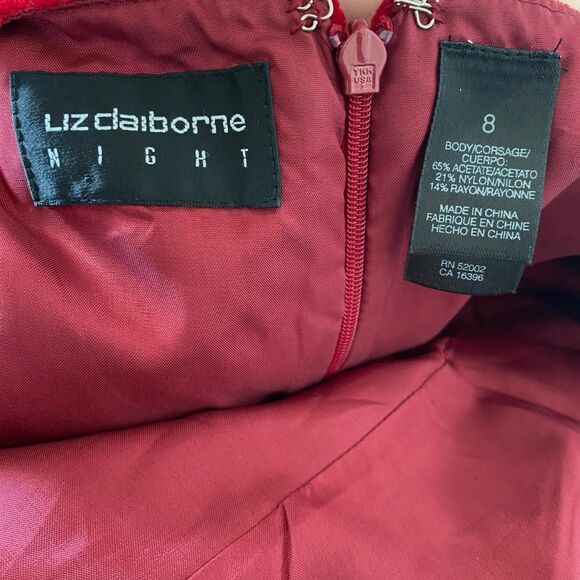 Liz Claiborne Early 2000's Whimsygoth Red Velvet Rose Bud Empire Prom Dress 8 M - Picture 7 of 7